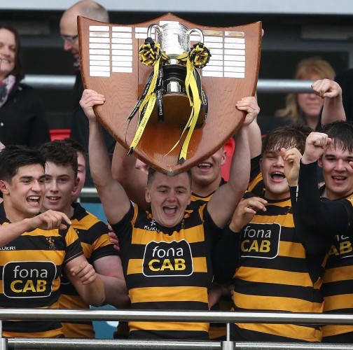 Michael Lowry lifts the Danske Bank Ulster School's Cup