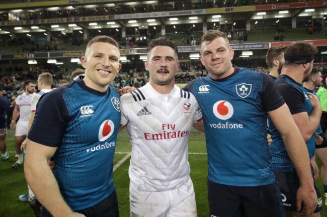 Andrew Conway and Jordie Murphy with Dylan Fawsitt after the game