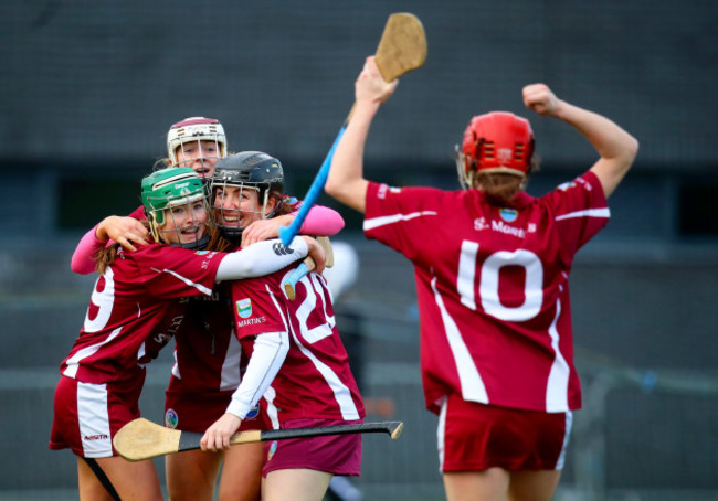 Lisa Finan, Lettie Whelan, Amy Ryan and Amy Cardiff celebrate at the full time whistle