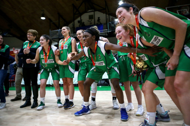 Courtyard Liffey Celtics players during the trophy presentation