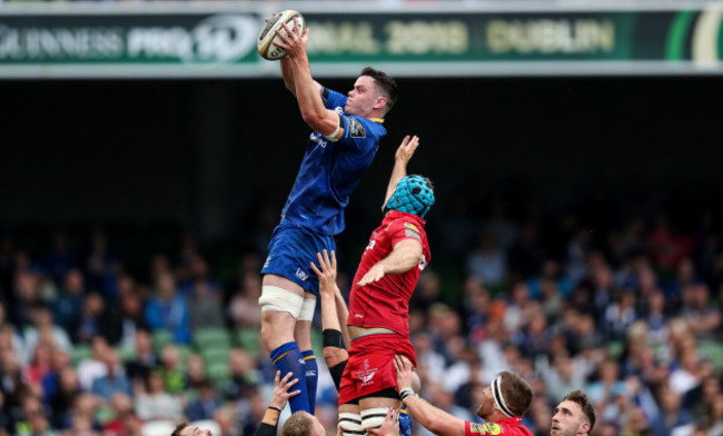 James Ryan wins a lineout ahead of Tadhg Beirne