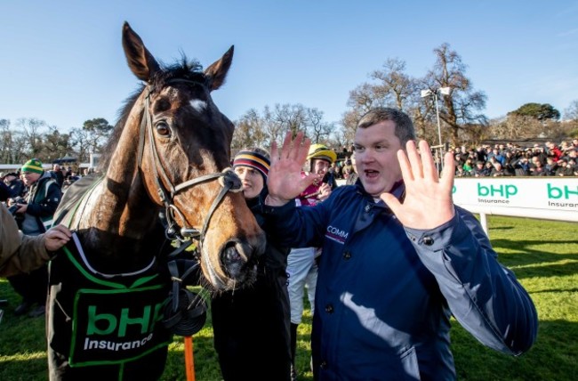 Gordon Elliott and Jack Kennedy celebrate winning the race with Apple's Jade