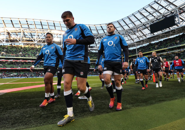 Owen Farrell during the warm-up