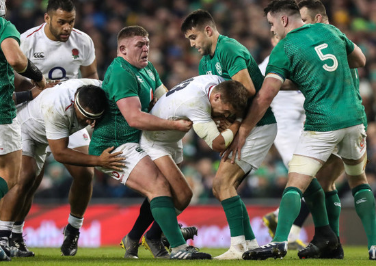 Tadhg Furlong, Conor Murray, and James Ryan with Mako Vunipola and Henry Slade