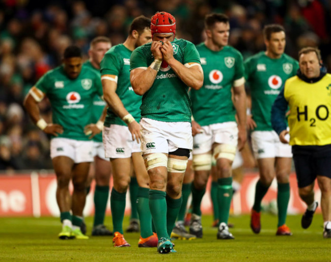 Josh van der Flier dejected after conceding a try