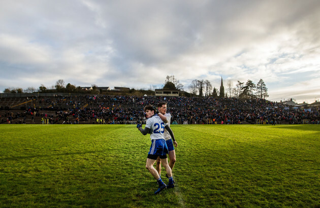 Conor McManus celebrates after the game with Stephen O'Hanlon