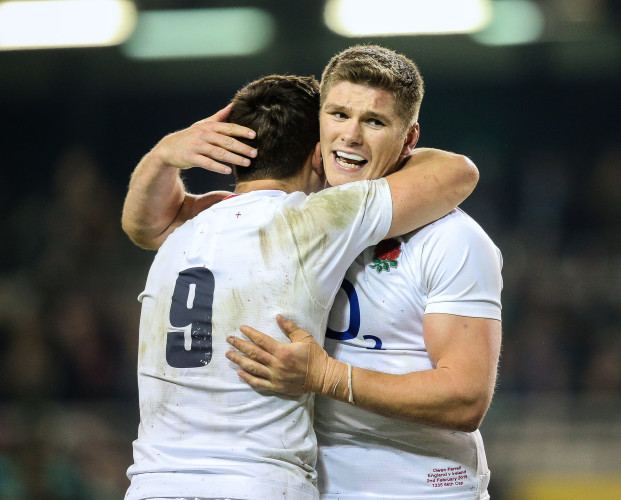 Owen Farrell and Ben Youngs celebrate