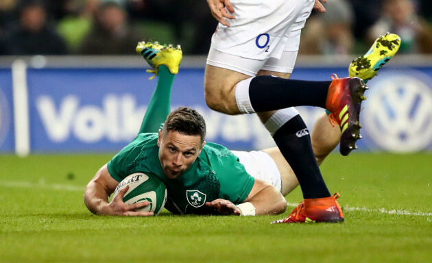 John Cooney scores a try