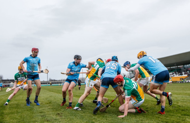 Players battle for the ball