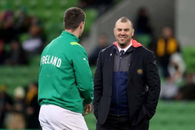 Johnny Sexton with Michael Cheika