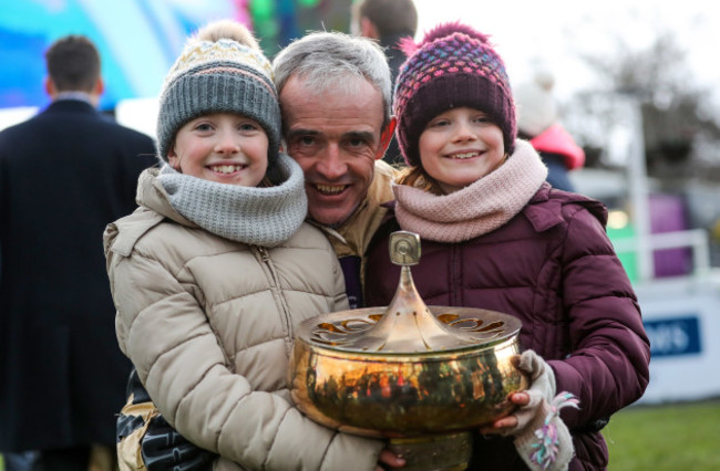 Ruby Walsh celebrates with daughters Isabelle and Elsa