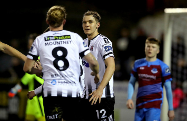 Georgie Kelly celebrates scoring his third goal