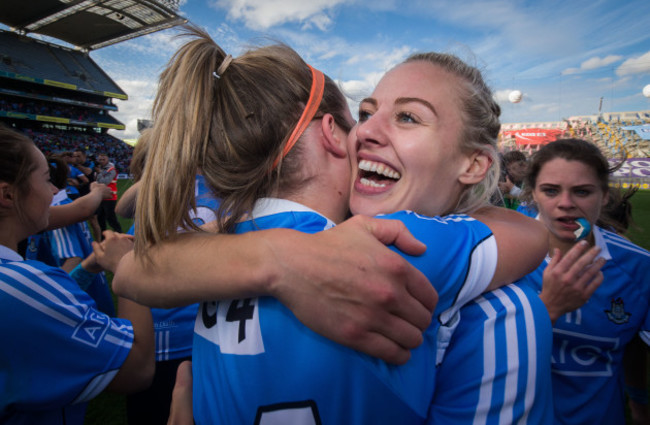 Nicole Owens celebrates after the game