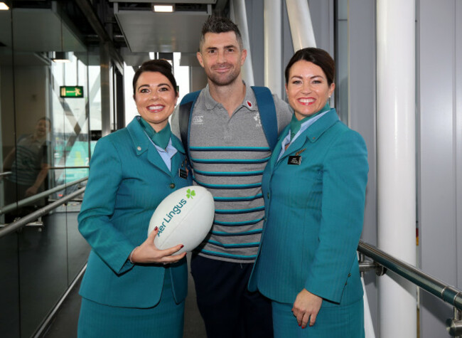 Sarah Solheim and Joanne Mullarkey with Rob Kearney
