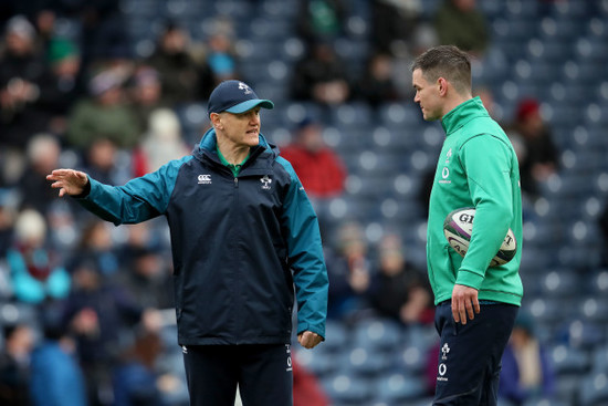 Jonathan Sexton with Joe Schmidt before the game