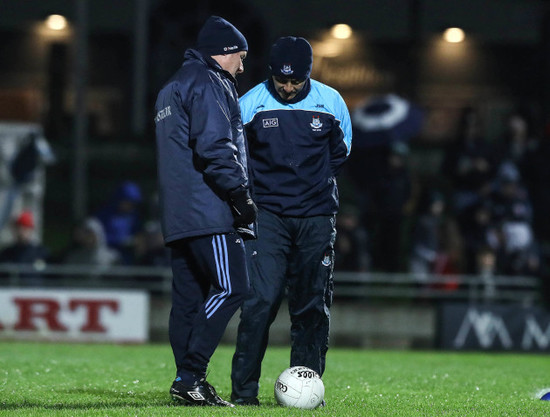 Jim Gavin and Jason Sherlock before the game