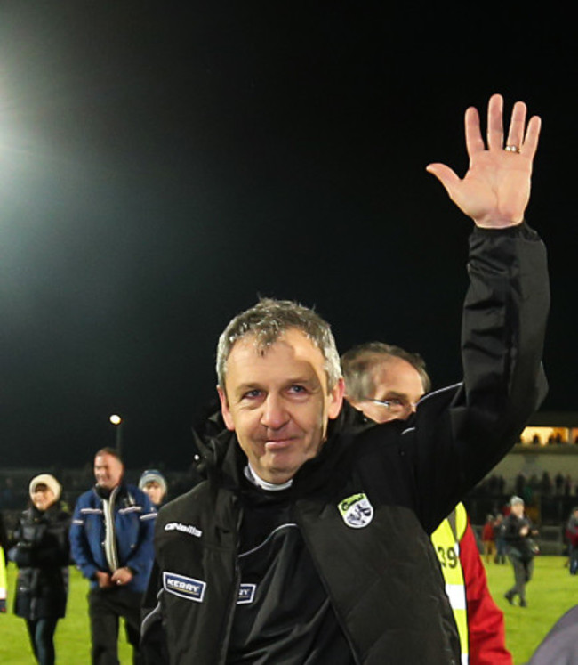 Peter Keane celebrates after the game