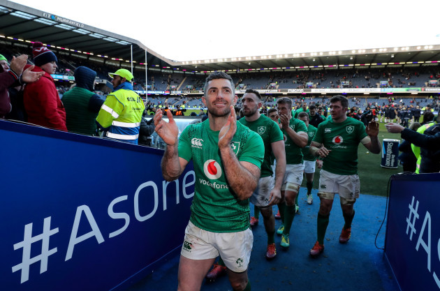 Rob Kearney celebrates after the game