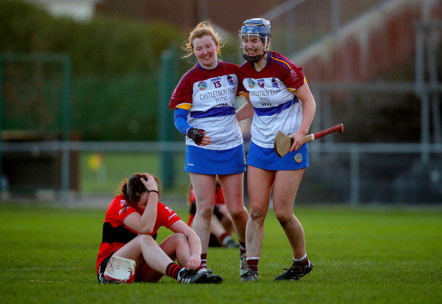 Chloe Sigerson with Mairead Burke and Niamh Hannify at the final whistle