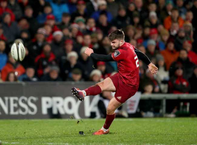 Bill Johnston kicks a penalty