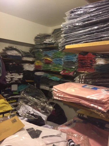 stock load of counterfeit tshirts