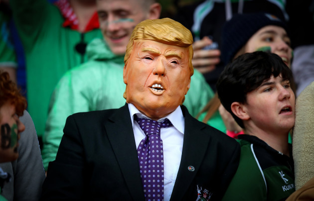 A Bandon Grammar supporter dressed as Donald Trump in the crowd