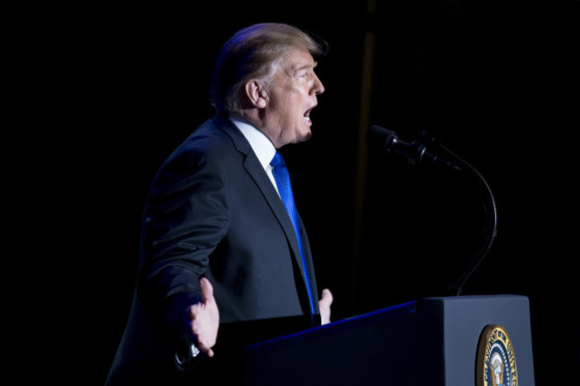 US President Donald J. Trump delivers remarks at law enforcement conference