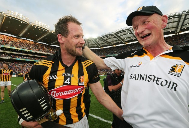 Jackie Tyrrell and Brian Cody celebrate at the final whistle