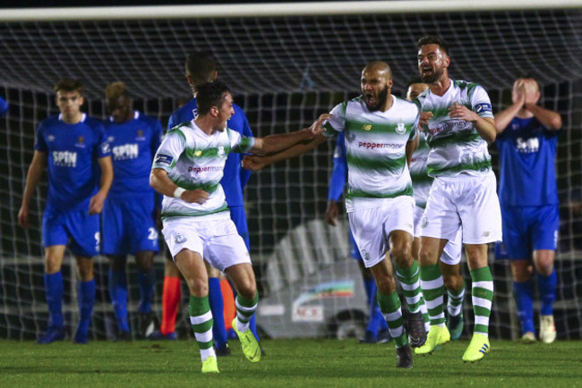 Ethan Boyle celebrates scoring