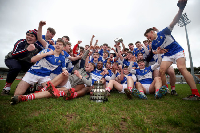 Midleton players celebrate after the game with the Dr. Hearty Cup