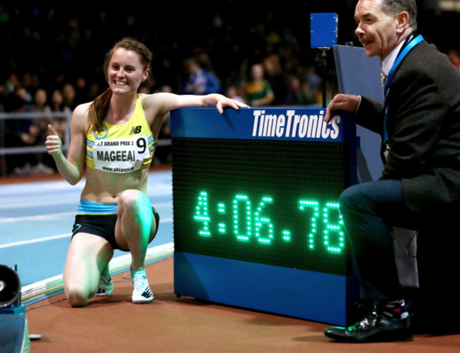 Ciara Mageean celebrates breaking the Irish Indoor record