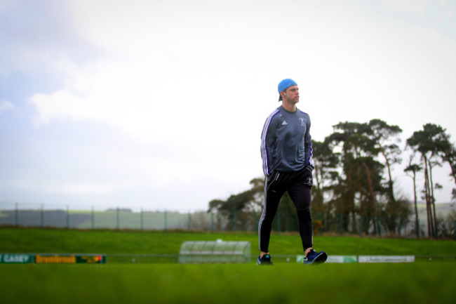 Cian Kiely inspects the pitch before the game