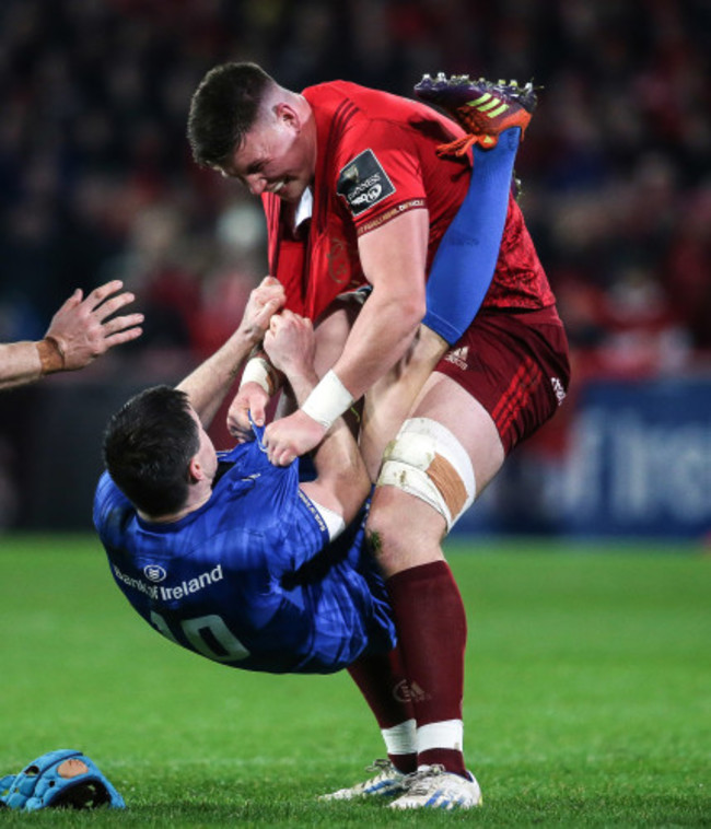 Fineen Wycherley scuffles with Johnny Sexton