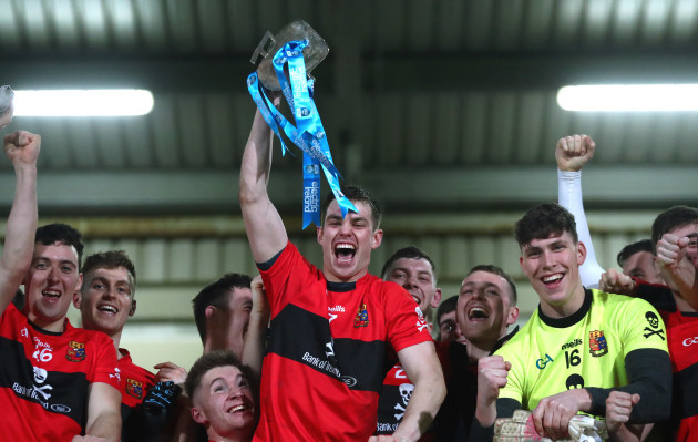 Cian Kiely lifts the Sigerson Cup