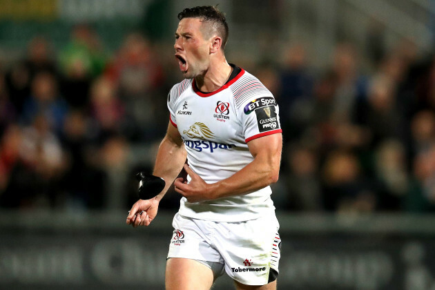 John Cooney celebrates at the final whistle after kicking the winning penalty