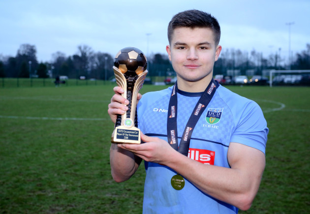 Daire O'Connor receives his Player of the Tournament trophy