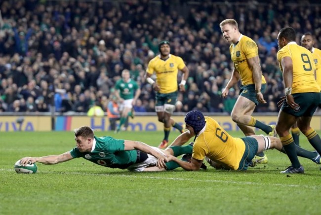 Garry Ringrose scores his sides second try