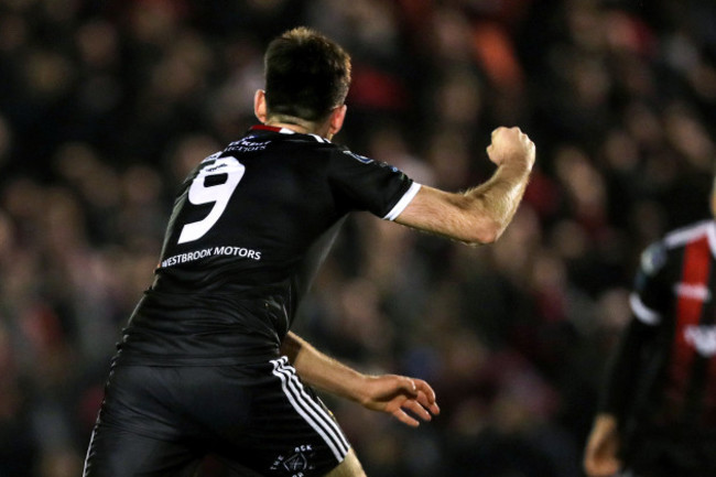 Danny Corcoran celebrates scoring a goal