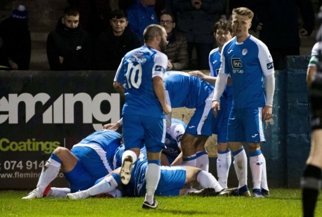Finn Harps celebrates their sides first goal