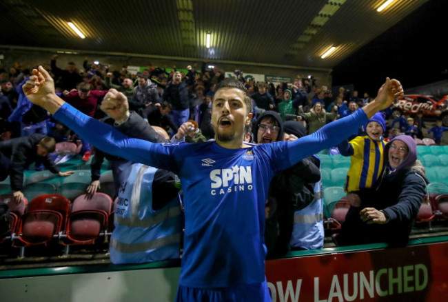 Zak Elbouzedi celebrates scoring a goal