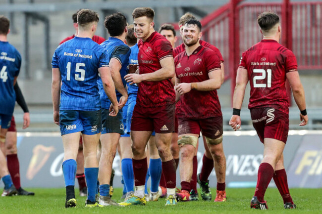 Teams shake hands after the game