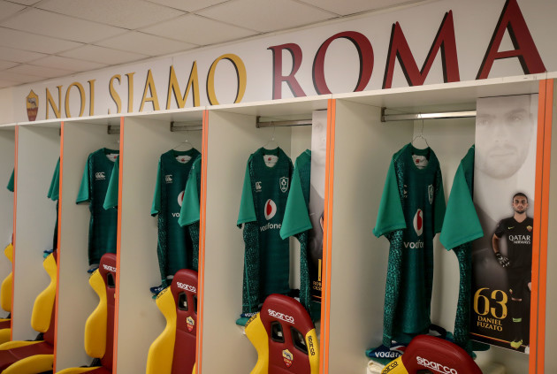 A general view the Ireland dressing room before the game