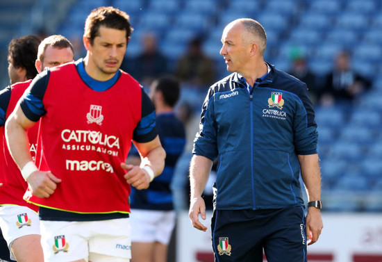 Conor O’Shea during the warm up