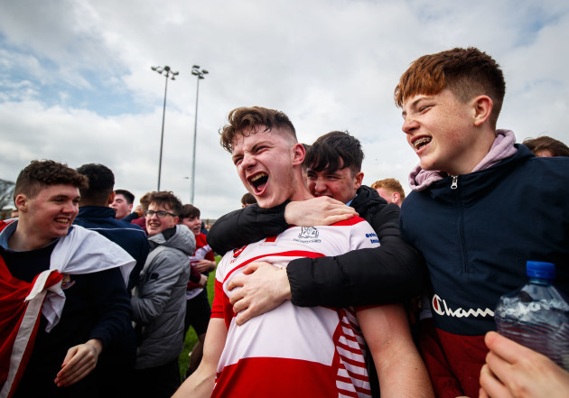 Conor Rohan celebrates with class mates after the game