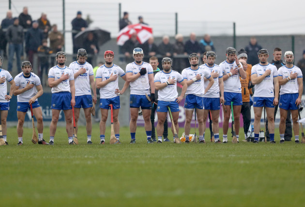 Waterford team during the national anthem