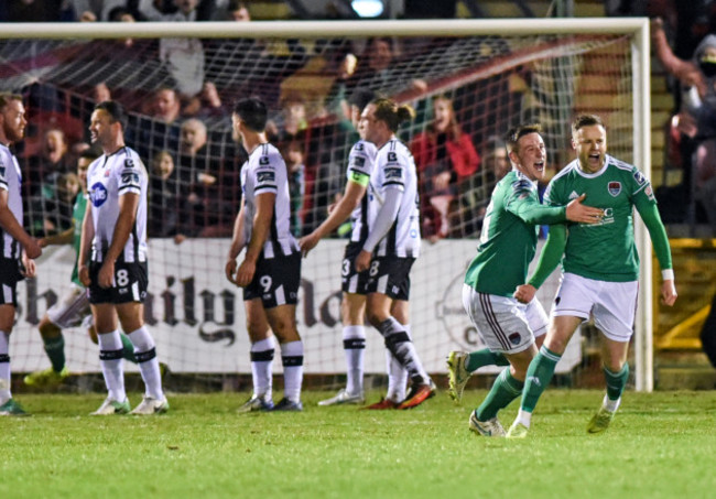 Kevin OÕConnor celebrates scoring his side's first goal