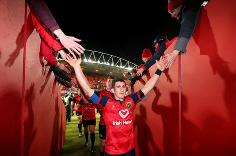Ian Keatley celebrates after the game