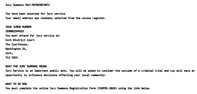 jury summon spam email pic