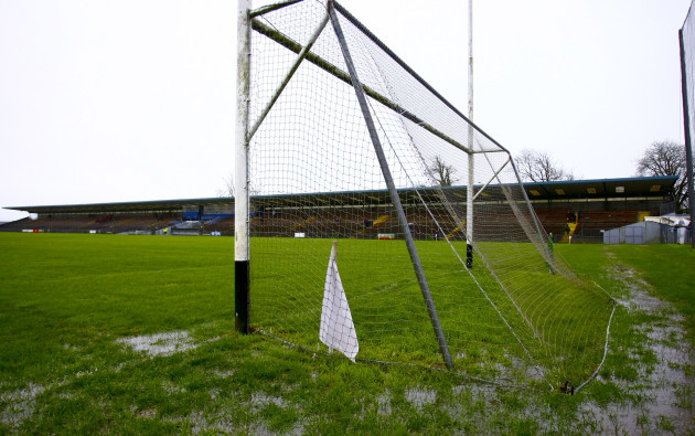 A general view of Walsh Park after the game being abandoned before throw in