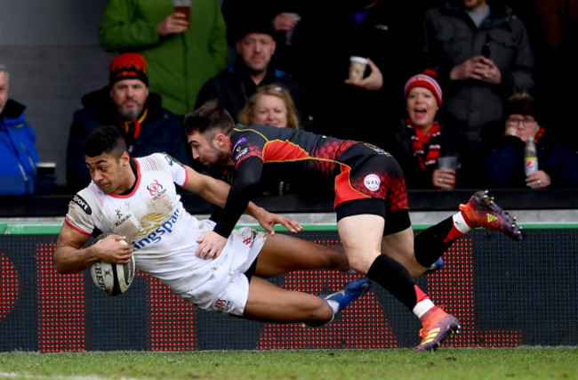 Robert Baloucoune attempts to score but is ruled in touch